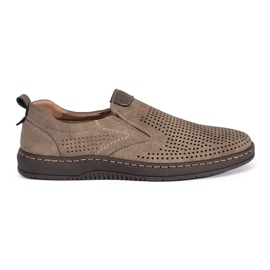 Men's beige openwork moccasins