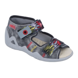 Befado children's slippers with leather insert 250P073 gray grey