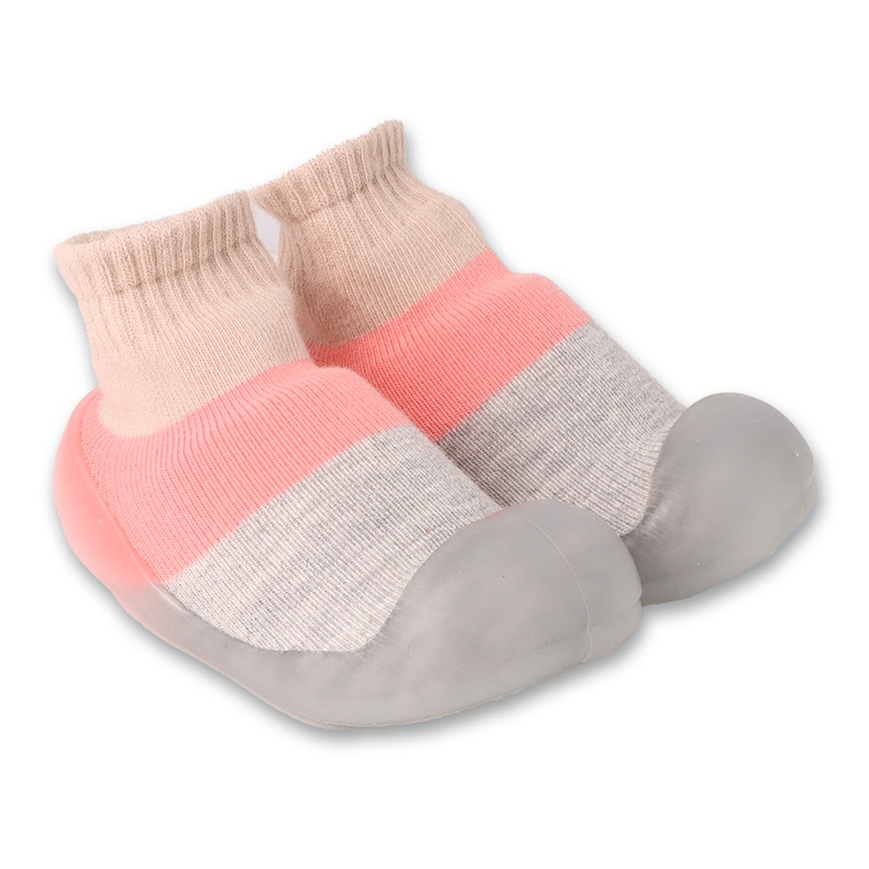 Befado pink and gray elastic baby shoes with socks 002P084 grey