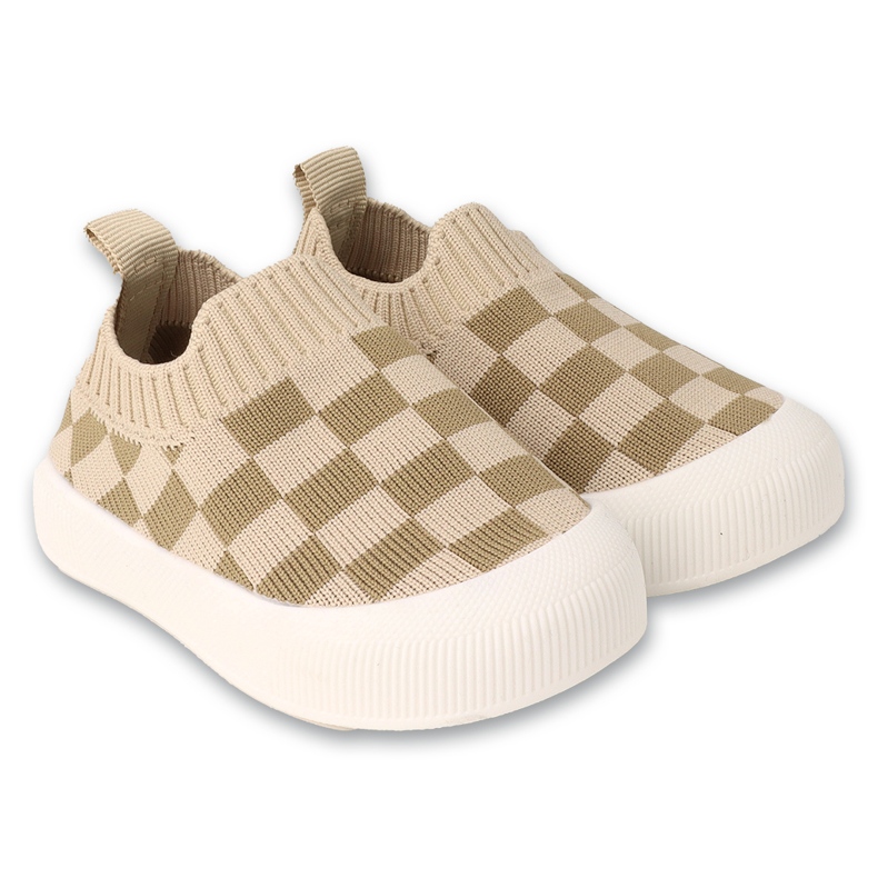Befado beige baby shoes with brown checks 002P061