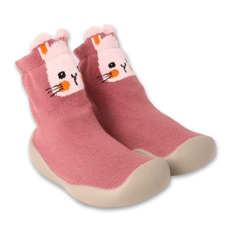 Befado pink baby shoes with rabbit application 002P079