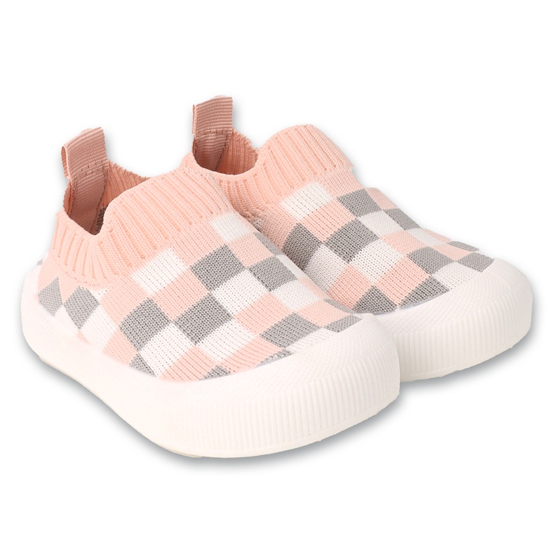 Befado baby 002P062 pink with white and gray checkered pattern