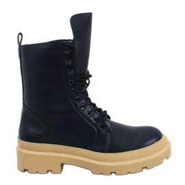 Black boots laced on the protector Black boots laced on the protector