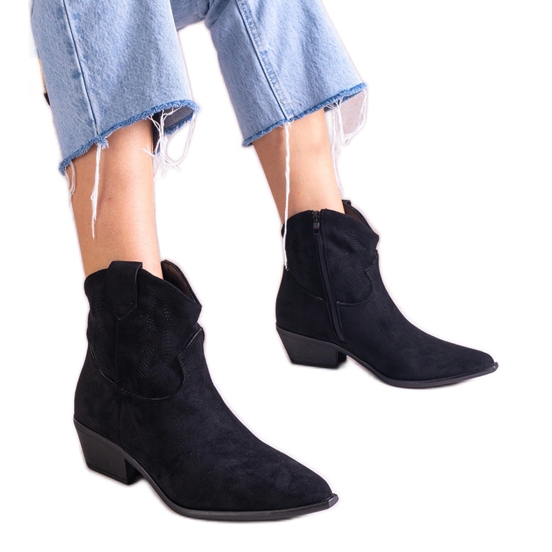 Black cowboy boots insulated ankle