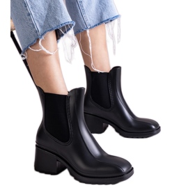 Black galoshes on a high heel Black galoshes on a high heel