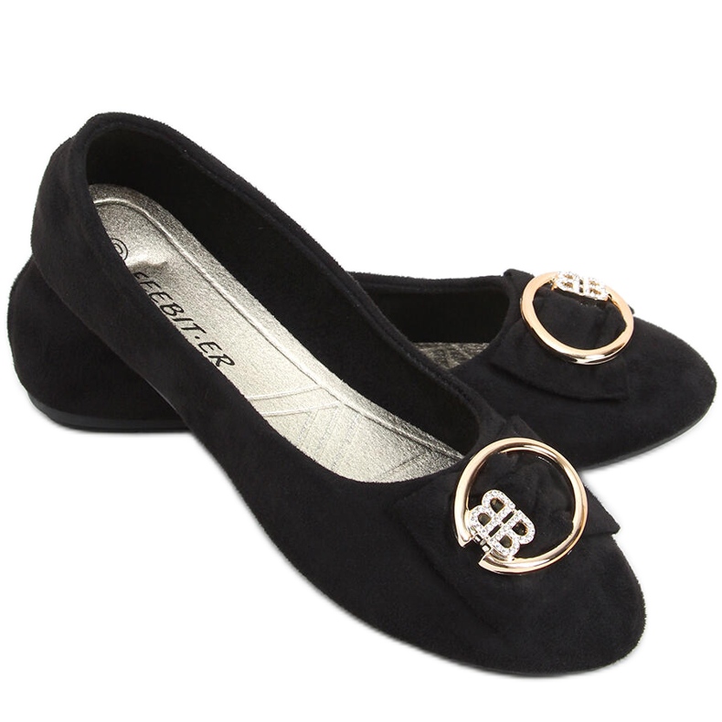 Women's ballerinas with black zircons