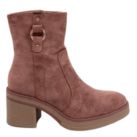 Women's boots insulated with fur beige-khaki