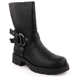 Women's leather boots insulated Potocki 54300 wol277 black