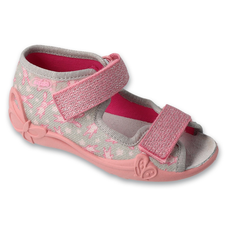 Befado children's slippers 342P067, extremely flexible sole, gray/pink grey