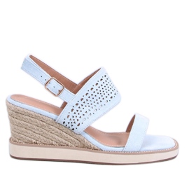 Openwork espadrilles on blue wedges Openwork espadrilles on blue wedges
