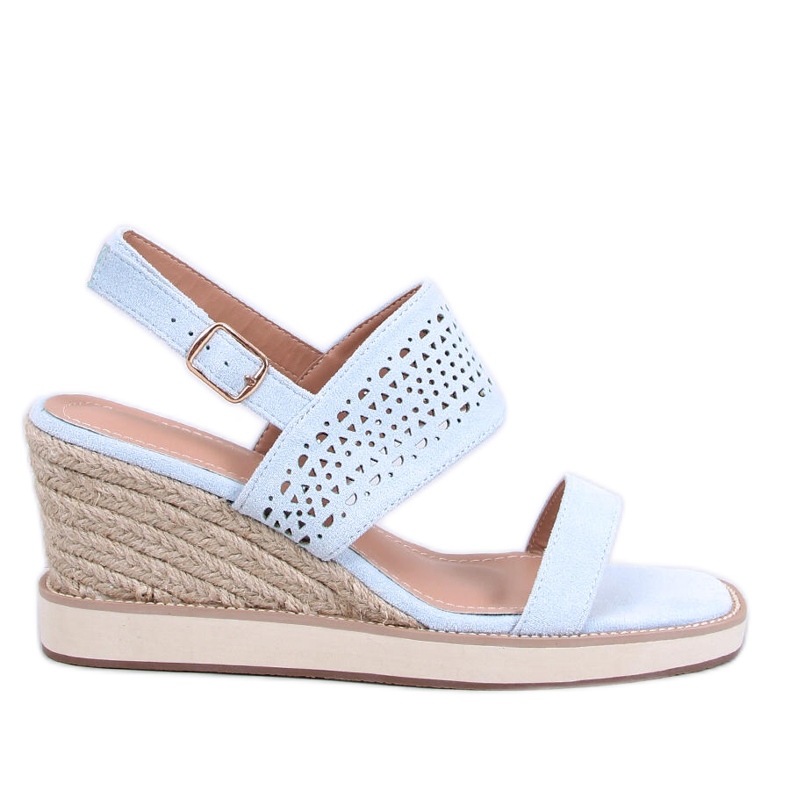 Openwork espadrilles on blue wedges