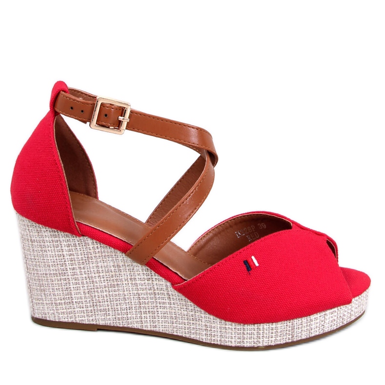 Sandals for an wedge Open Toe red