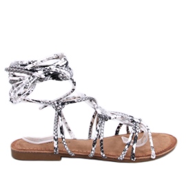 Women's sandals Gladiators tied gray animal pattern grey