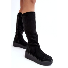Women's Suede Boots on the S.Barski Platform, Black