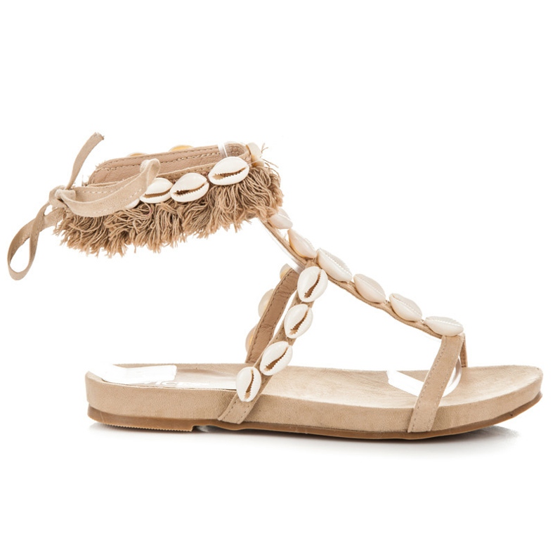Vices Tied sandals with shells brown