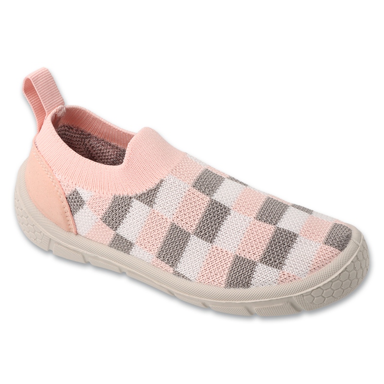 Befado children's slippers 102X027 pink with gray checkered pattern