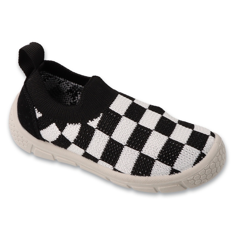 Befado children's slippers 102X030 black with white checkered pattern