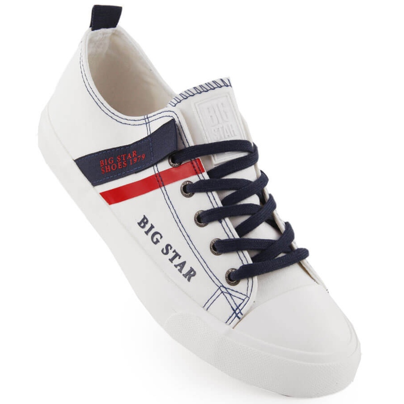 Men's low-top textile sneakers, white Big Star LL174005