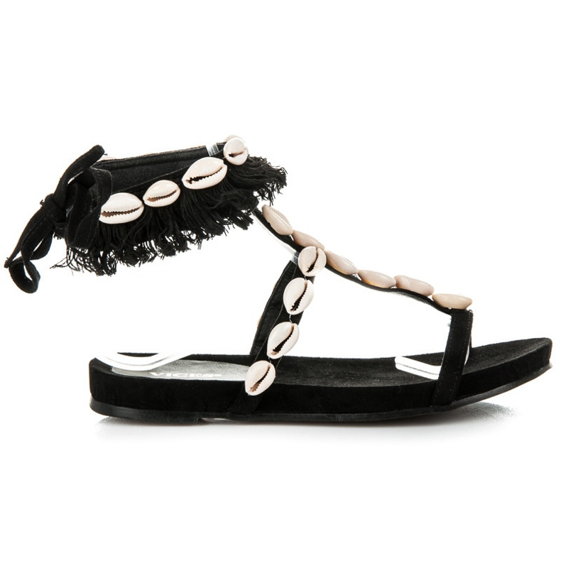 Vices Tied sandals with shells black