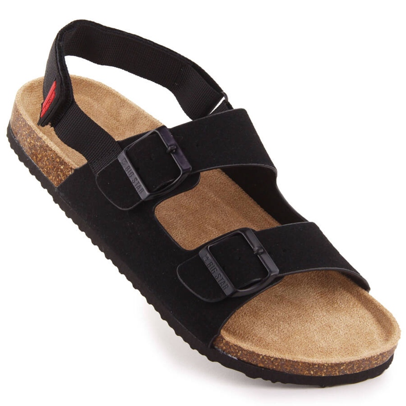 Men's sandals with buckles, black Big Star LL174208