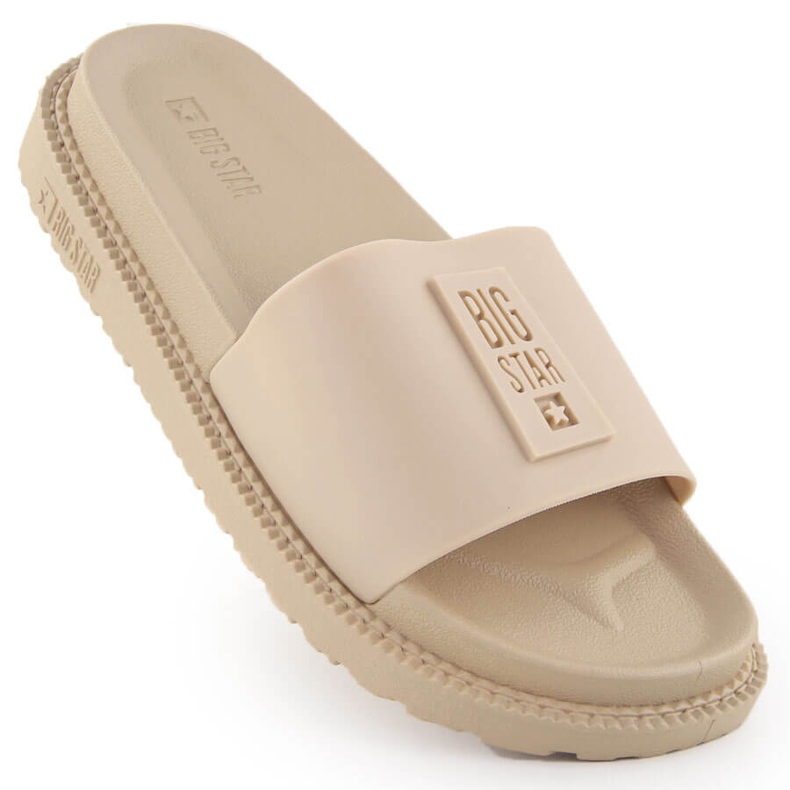 Beige women's platform flip-flops Big Star LL274A210