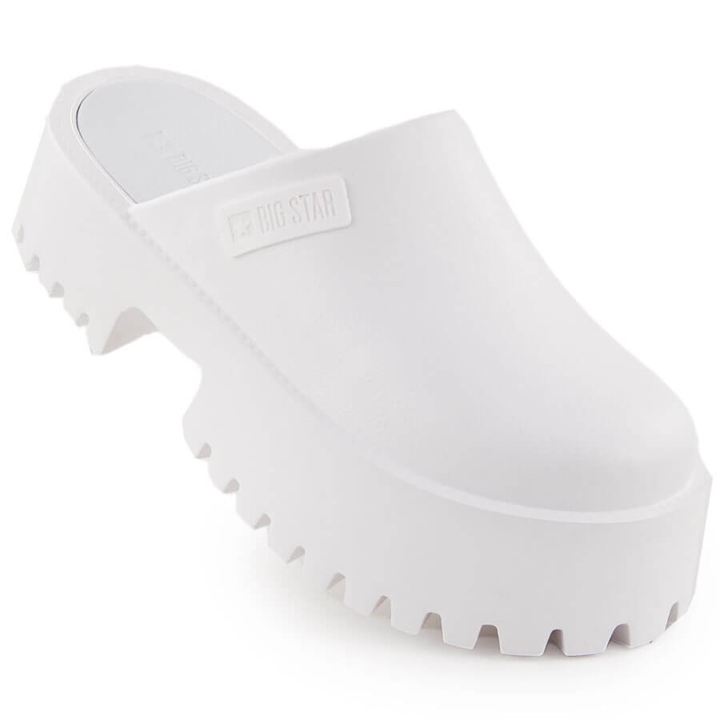 Women's white Big Star NN274015 flip-flops with a massive sole