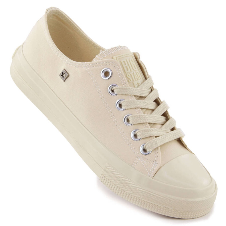 Beige women's textile sneakers Big Star NN274286