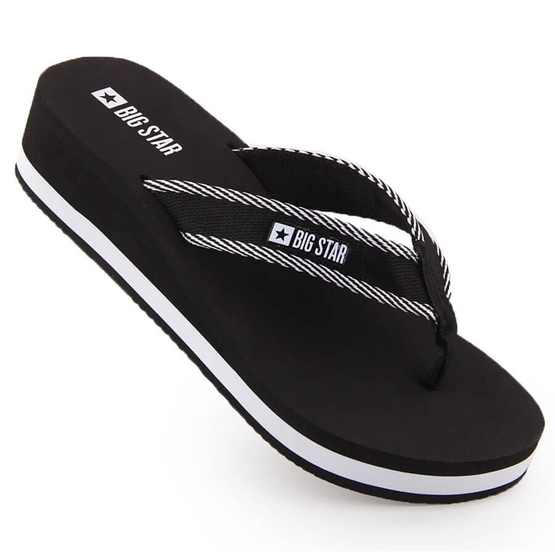 Women's black wedge flip-flops Big Star NN274A727