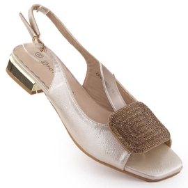 Elegant women's sandals with gold zircon decoration Potocki WS43314 golden