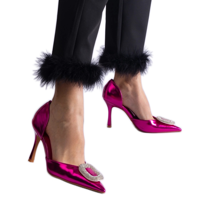 Pink high heels decorated with zircons Pink high heels decorated with zircons