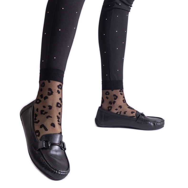 Black classic moccasins made of eco leather