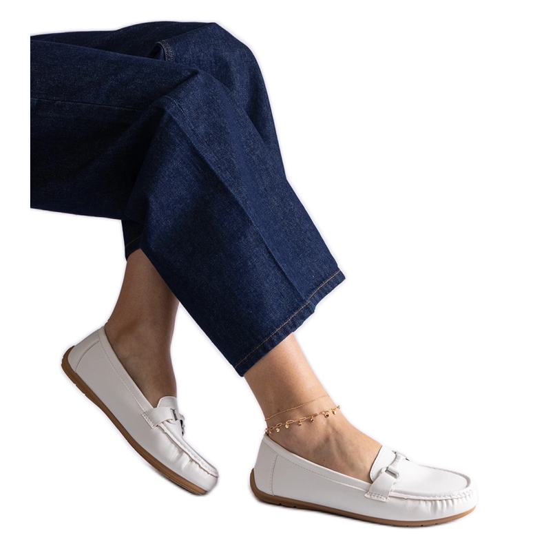 White classic moccasins made of eco leather White classic moccasins made of eco leather