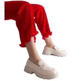 Beige women's moccasins made of eco leather Beige women's moccasins made of eco leather