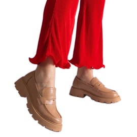 Dark beige women's moccasins made of eco leather