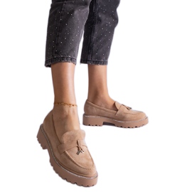 Beige moccasins made of eco-suede leather Beige moccasins made of eco-suede leather