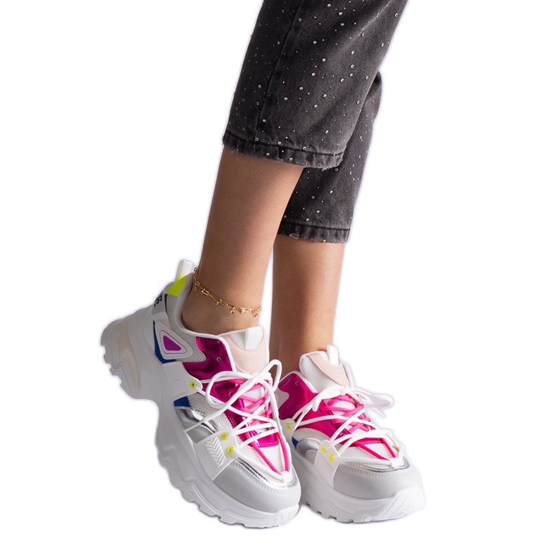 White and pink sports sneakers