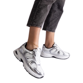 Women's white and silver sneakers