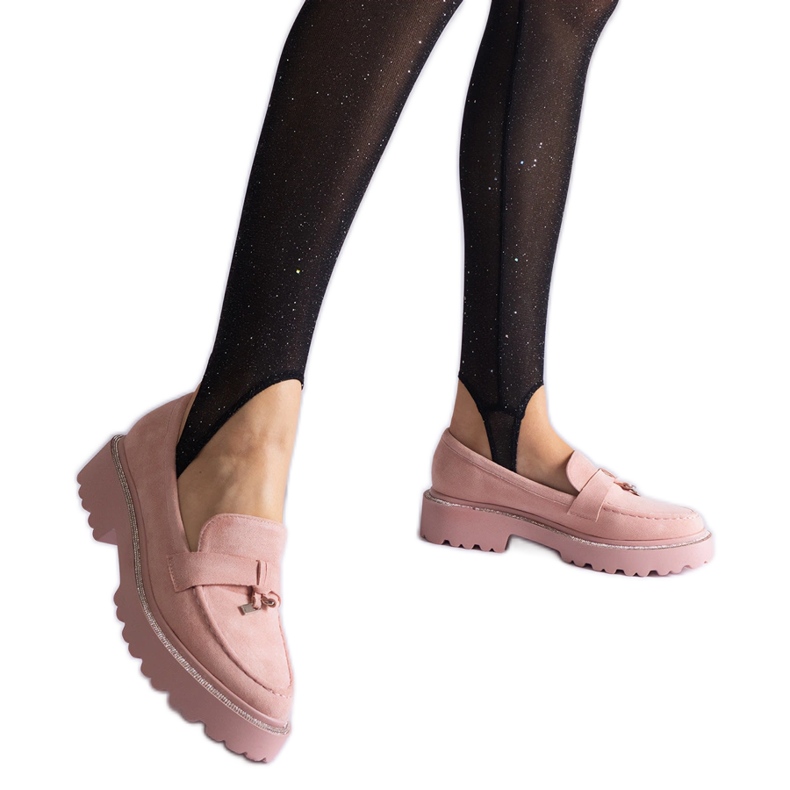 Pink eco-leather moccasins
