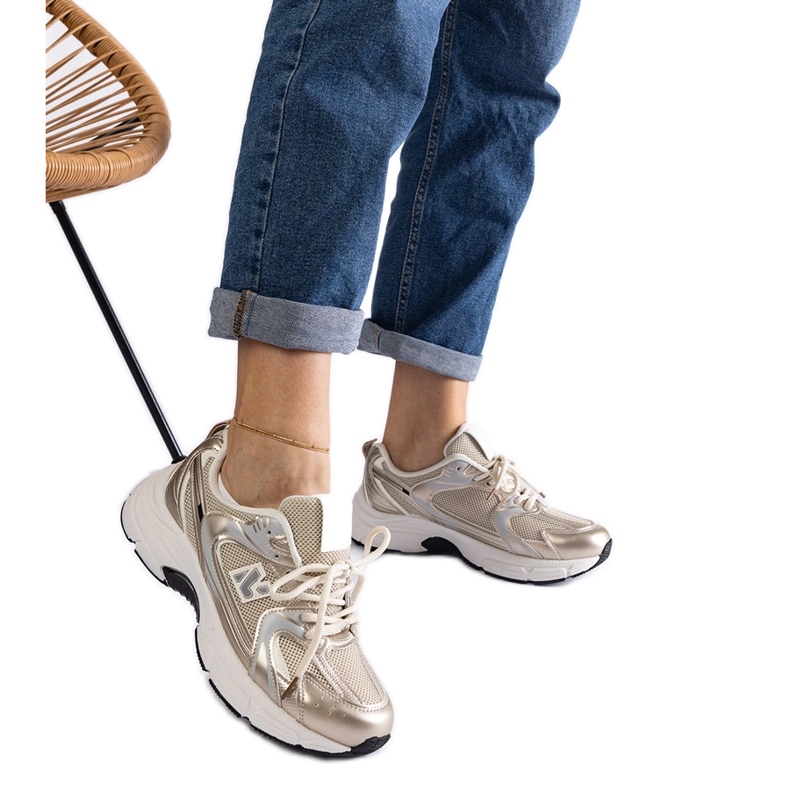 Gold classic sports sneakers golden