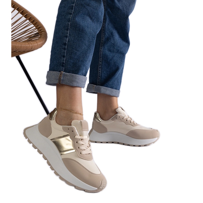 Beige platform sneakers