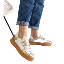 Gold sneakers with Velcro fastening golden