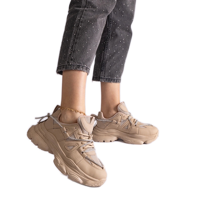 Dark beige women's sports sneakers