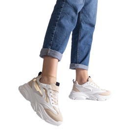 Beige and gold women's sneakers