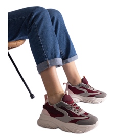 Burgundy and gray women's sneakers red