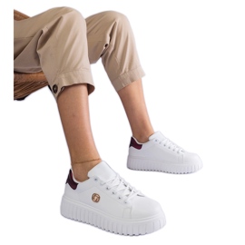 White and burgundy sneakers with a thick sole White and burgundy sneakers with a thick sole