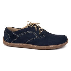 Olivier Women's barefoot minimalist leather shoes 1082 navy nubuk blue
