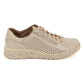 WASAK Women's shoes, openwork leather sneakers 0720PW, beige