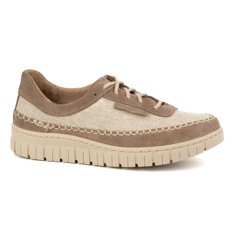 Olivier Women's leather shoes with a thick sole 0759W, beige Olivier Women's leather shoes with a thick sole 0759W, beige