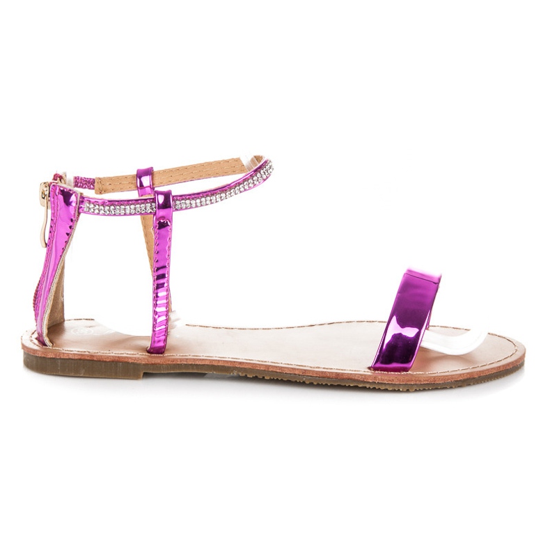 Mannika Lacquered sandals with a zipper violet