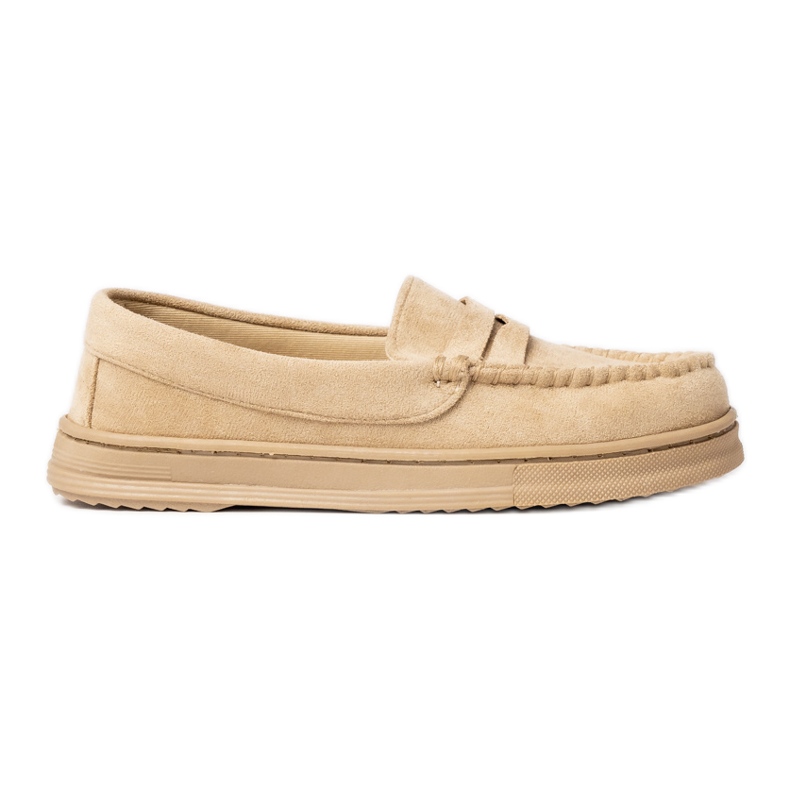 Women's beige suede loafers